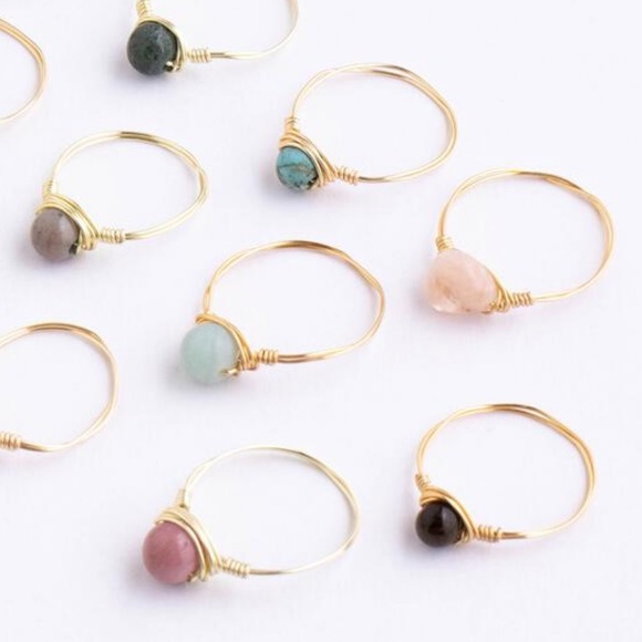 Rose Quartz Pink Gold Wrap Handmade Bali Made Ring - Picture 2 of 2